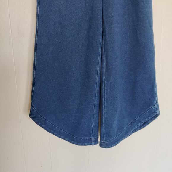 AG High-Rise Wide-Leg Crop Pants Size XS Blue Stretch Denim like Elastic Waist - Picture 7 of 9
